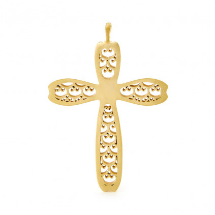 Croce Traforata in Argento placcata Oro Giallo 24Kt.